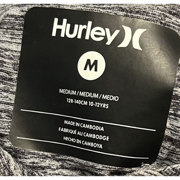 Hurley Girls’ Heather Gray Hoodie with Tie Front and Pink Logo - Size M - Picture 3 of 4